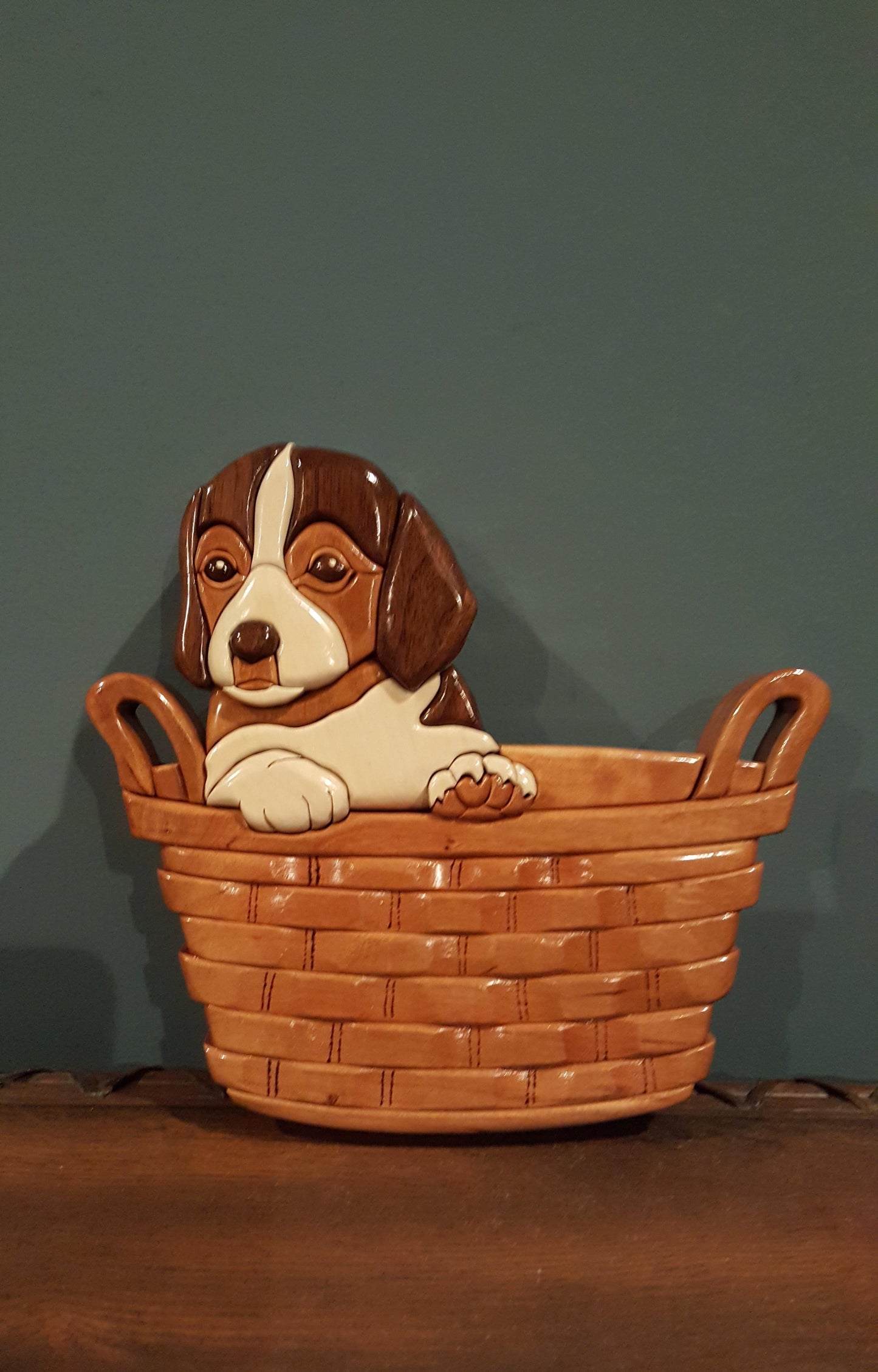 Puppy in a Basket