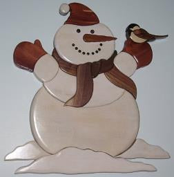 Snowman with Chickadee